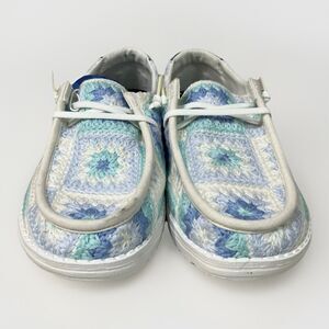 NEW Hey Dude Wendy  Cottage Crochet Granny Square Women's 6 Bay Blue Shoes NWT